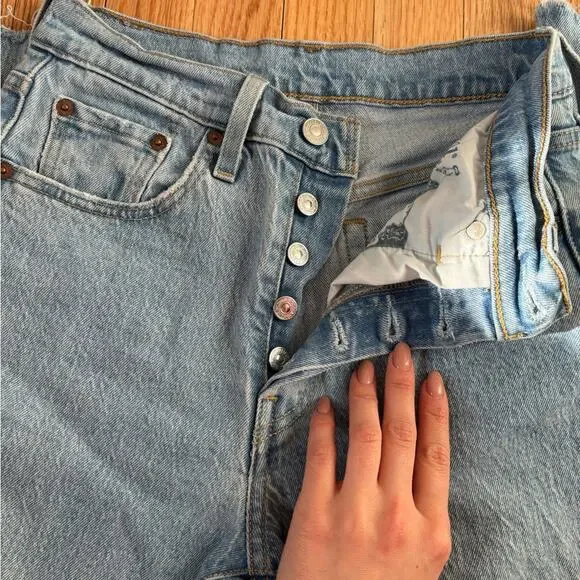 Women's Light Blue Straight Leg Jeans - Picture 5 of 11